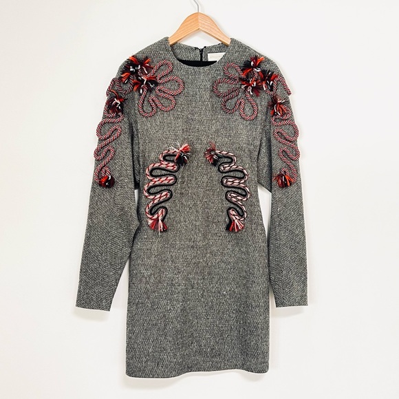 Stella McCartney “Runway” Wool Blend with rope detail Shift Dress in Tweed - Picture 4 of 11